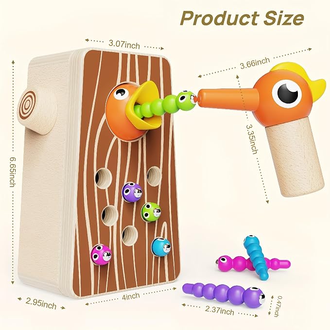 Montessori Wooden Bird Feeding Game for Boys and Girls Aged 2-4 | Toddler Fine Motor Skills Learning