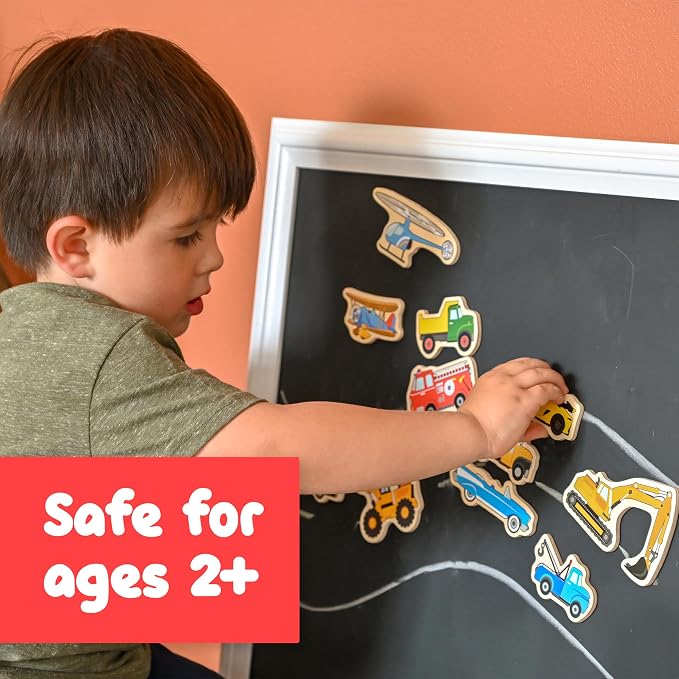 Spark & Wow Wooden Magnets, Transport | Magnets for Kids Ages 2+, Perfect for Fridges, Whiteboards and More