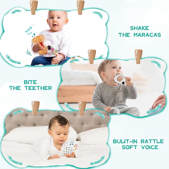 WOODMAM Montessori Toys for Babies 0-6 Months, 9 in 1 Educational Play Kit | Infant Toys 0-6 Months, High Contrast Cards, Baby Tissue Box Toy, Spinning Drum, Teether, Baby Gifts for Newborn 0-3-6 Months