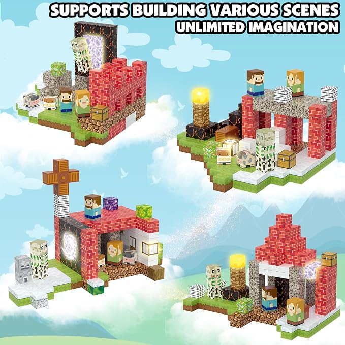 200pcs Magnetic Blocks for Boys Girls 3+, Magnetic Building Blocks Cubes | STEM construction toys, 1 inch magnet cubes with light, educational building & screen-free, birthday gift for kids 4-8