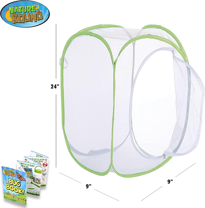 Nature Bound Butterfly Growing Kit - Live Caterpillar to Butterfly Project for Kids - Includes Voucher for Caterpillars, Green Pop-Up Enclosure, and STEM Learning Guide