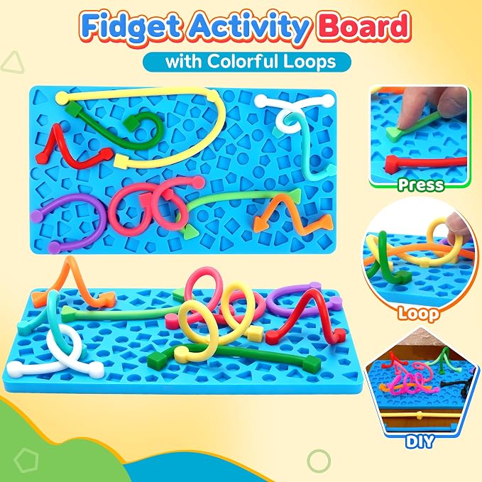 Sensory Activity Board Airplane Travel Essentials Fidget Toys for Toddlers Kids，Silicone Autism Quiet Calming Down Restaurant Car Ride Road Trip Toys