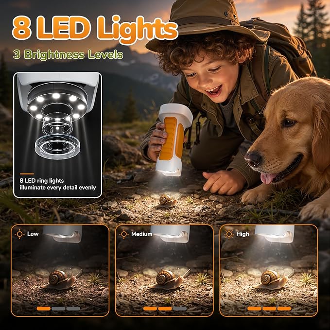 1000X Handheld Digital Microscope for Kids with 2.4" IPS Screen (Orange) | Portable Educational STEM Microscope Toy with Photo/Video, 8 LEDs, Manual Focus, Rechargeable for Ages 4-12 Boys & Girls