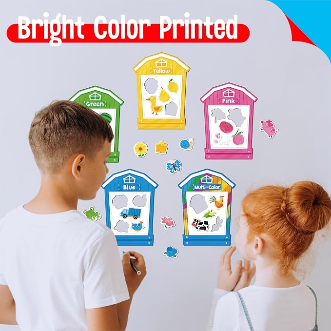 12 Pieces Magnetic Color Sorting Toys, 60 Color Magnets Educational Refrigerator Whiteboard for Baby Toddlers Kids Magnets