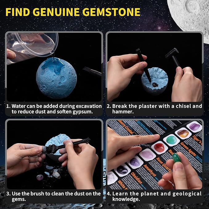 GobiDex 15 Gemstones Dig Kit, Space Science Kit for Kids Ages 6+ | STEM Educational Space Toys Planet Collection Kit, Archaeology Geology Science Projects Gift for Boys&Girls Age 6+