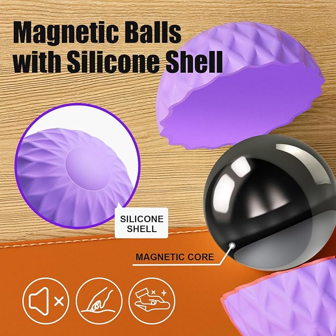 Magnetic Fidget Balls, 6 Pack Silicone Sensory Toys for Adults & Teens | Quiet Stress Relief Balls for Office, Fun Desk Toys with Textures, Calming & Relaxing Gift for Men & Women