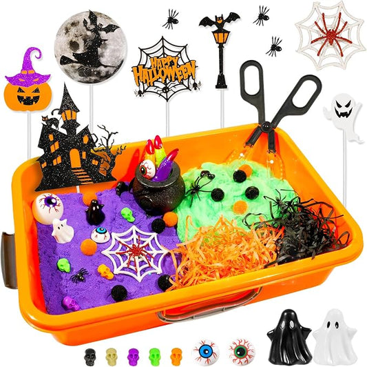 Bbiamsleep Halloween Sensory Bin, 141 Pcs Halloween Sensory Bin Filler | Halloween Sensory Bin Items, Halloween Sensory Kit with Sandboxes Accessories