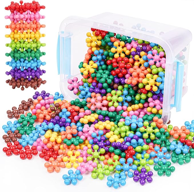 Building Blocks Educational Toy - 300PCS Snowflake Stem Construction Set for Kids 3+, Safe Non-Toxic Storage Case, Learning Gifts for Boys Girls, Multi-Color | Interlocking Snowflake Discs in BPA-Free Plastic with Storage Case – Boosts Fine Motor Skill...