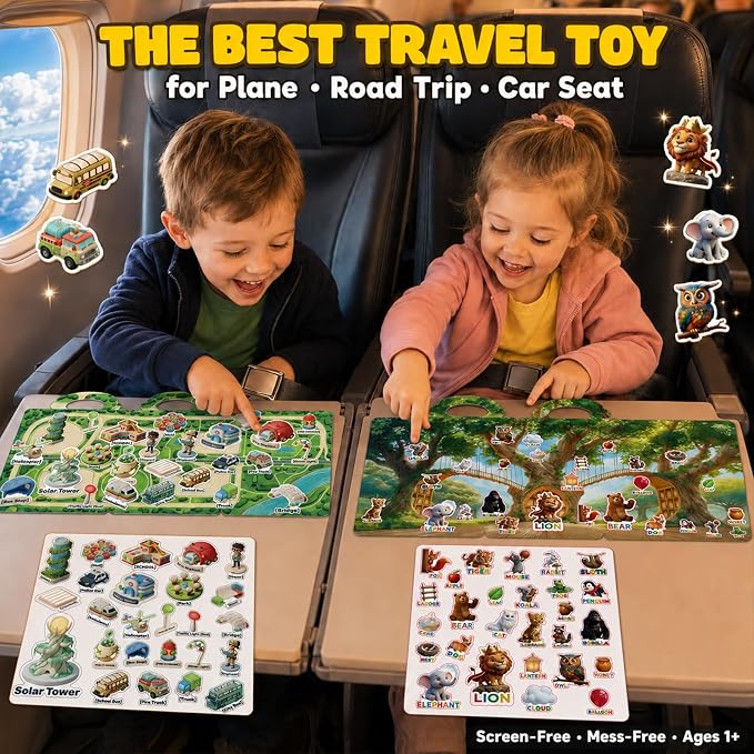 Reusable Jelly Sticker Books for Toddlers 2-4, Kids 3-6, 6 Sets | Sticker Activity Toys | Quiet Travel Toys | Washable 3D Puffy Stickers | Screen-Free Play | Gift Ages 1-6