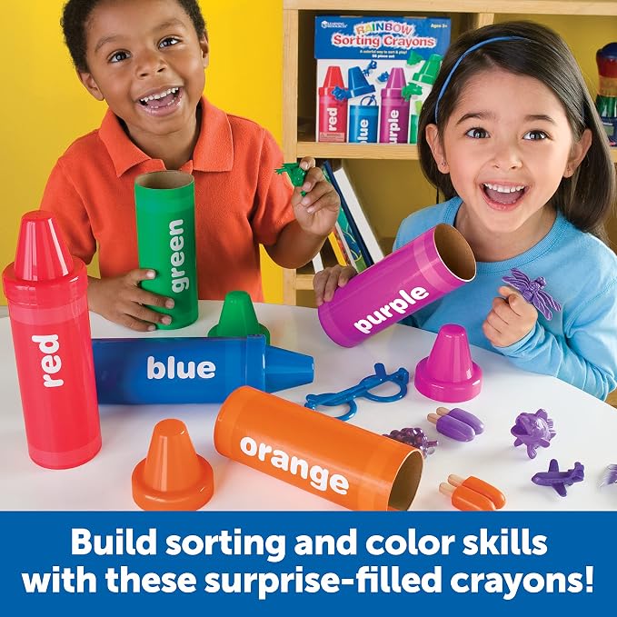 Learning Resources Rainbow Sorting Crayons | Color Sorting and Matching Toddler Toys, Color Toy for Toddlers, Fine Motor Skills Toy, Toddler Learning Colors Activities