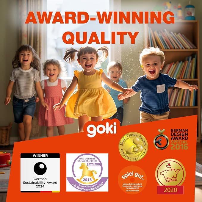 Goki Wooden Spinning Gears 8-Piece Montessori Educational Toys for 3 Year Old STEM Cause & Effect Building Set for Fine Motor Skills & Logical Thinking I Sensory Toys for Toddlers I Gifts for 3+