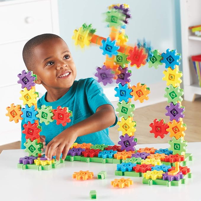 Learning Resources Gears! Gears! Gears! Super Building Toy Set, STEM Toys, Construction Toys, Gears for Kids, 150 Pieces, Ages 3+, Blue