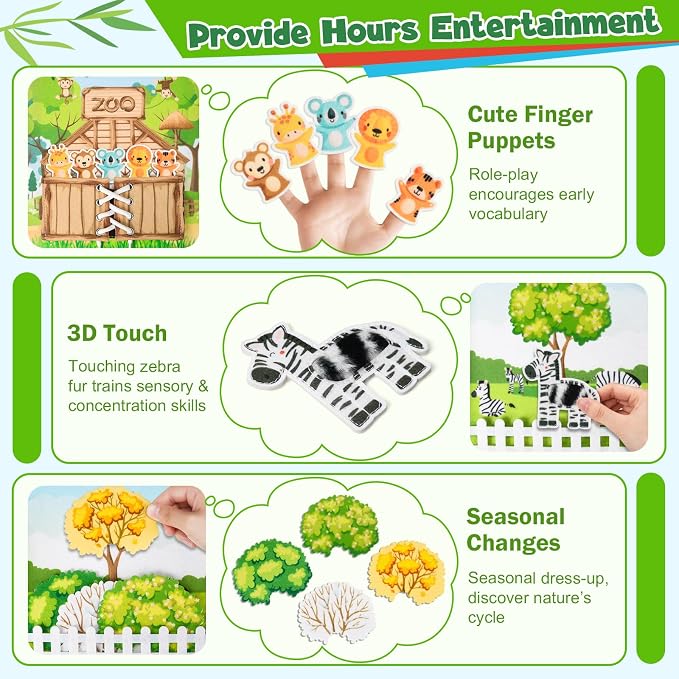 Busy Book for Toddlers 1-3: Busy Board for 1 Year Old Montessori Toys, Zoo | Quiet Books Activity Board, Educational Sensory Toys Birthday Gift for Girls Boys, Travel Toy for Toddlers 2-4 Plane Car