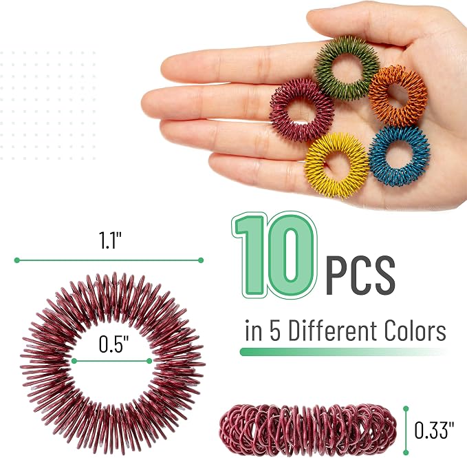 Mr. Pen- Spiky Sensory Rings, 10 Pack, Colorful | Stress Relief Fidget Sensory Toys, Fidget Ring for Anxiety, Massager, Individuals with BFRB, ADHD and Attention Disorder