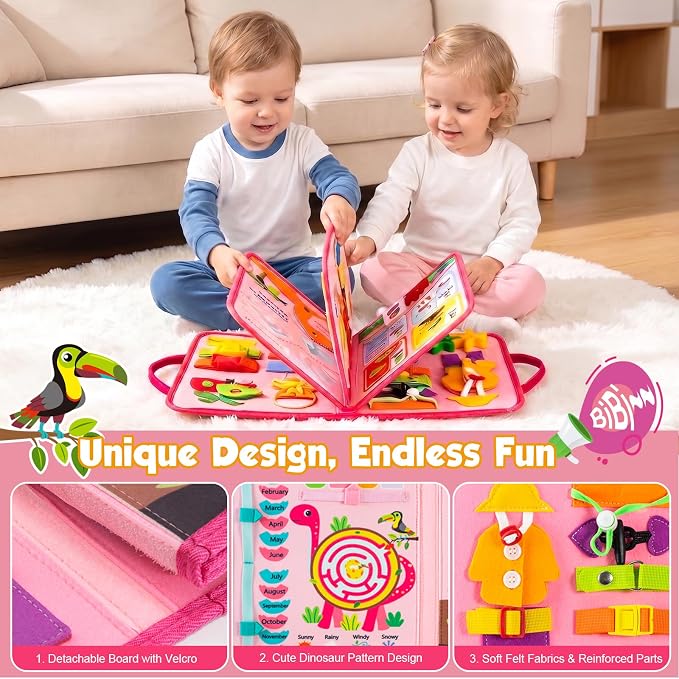 Busy Board Montessori Toys for 2 Year Old Girl Birthday Gift Busy Book | Educational Learning Sensory Quiet Busy Book for Toddlers, Activity Books for Toddlers, Ages 2-4 Travel Toys for Airplane Car
