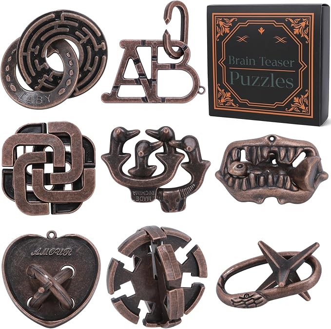 Mytothfy Brain Teaser Puzzles for Adults Teens Kids, 3D Puzzle Game Toys | 8 Pcs Metal Unlock Interlocking Puzzle for Adults Teens Kids, IQ Education Smart Toys, Train Family Games Party Favor