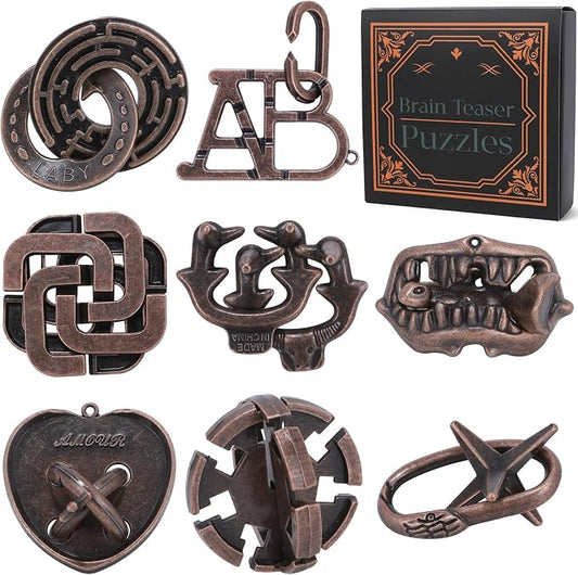 Mytothfy Brain Teaser Puzzles for Adults Teens Kids, 3D Puzzle Game Toys | 8 Pcs Metal Unlock Interlocking Puzzle for Adults Teens Kids, IQ Education Smart Toys, Train Family Games Party Favor