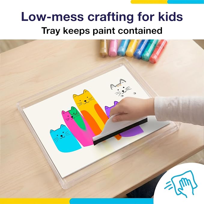 Squeegee Art Kit for Kids - Animals Theme Painting Craft Kit for Ages 4-12 | Non-Toxic, Mess Free Paint Craft, Imaginative Play Process Art Kit, Birthday Gift for Ages 5-9, Colour & Sensory Exploration