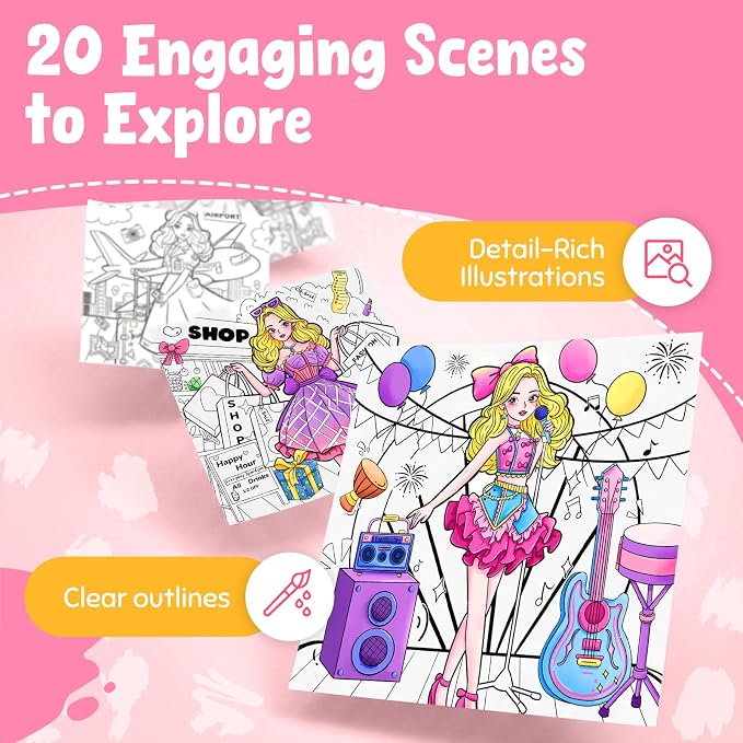 JoyCat Find & Color Paint with Water Coloring Books for Toddlers | Seek and Find Learning Activity, No Mess Princess Arts & Crafts Kids Toys Ages 3-5 & 4-8, Birthday Gifts for Boys & Girls