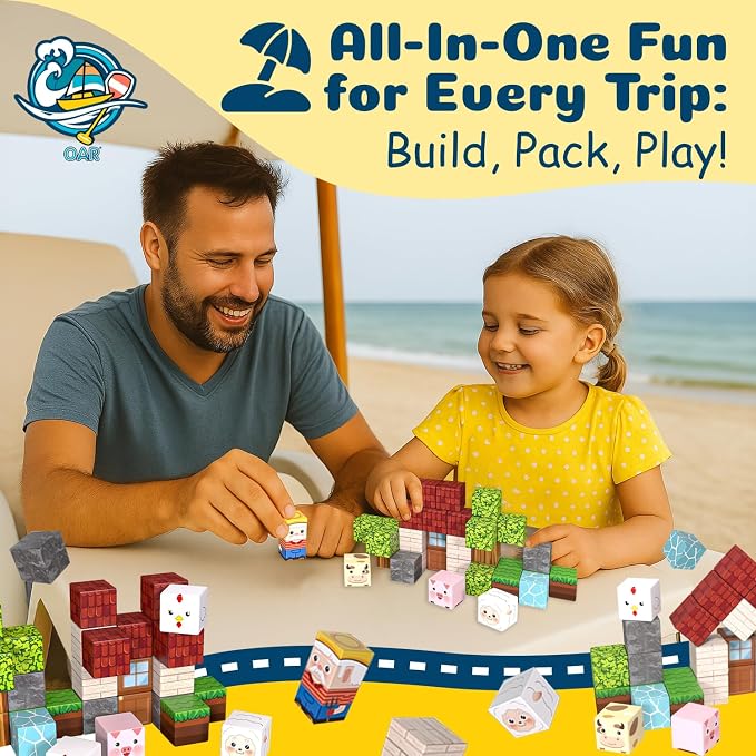 OAR 35 PCS Magnetic Blocks for Kids Ages 3-8, Farm Animal STEM Travel Toy | 35 Magnetic Cubes In An Iron Box Spark Creativity, Hand-Eye Coordination And STEM Thinking; Screen Free Travel Toy For Kids
