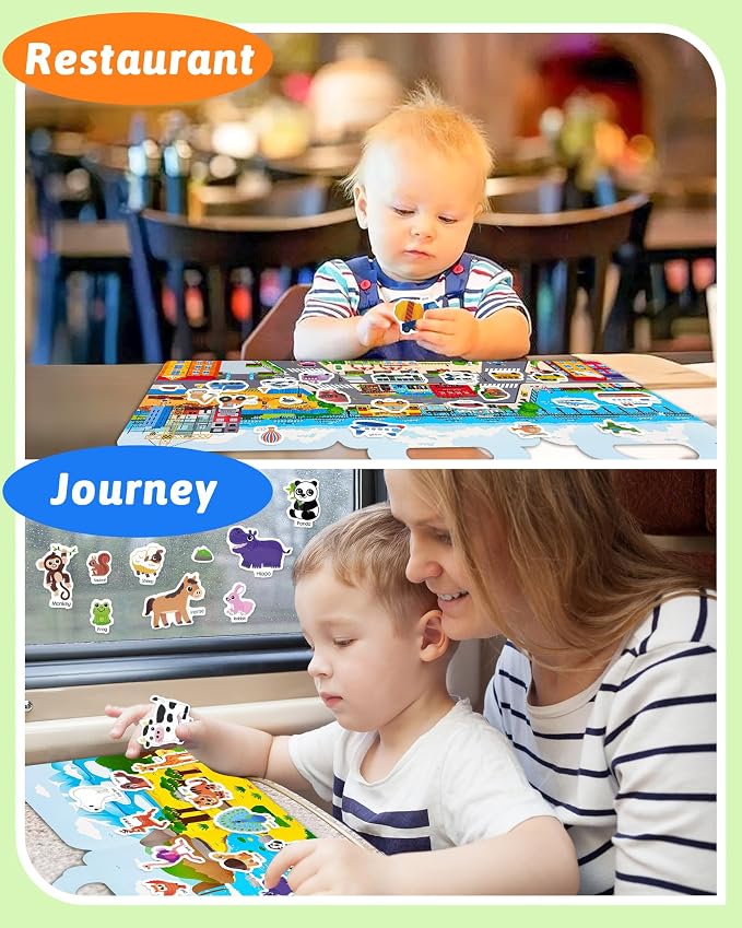 Benresive Reusable Sticker Book for Toddlers, Stickers for Kids, Travel Toy | Toddler Toys, Boys Girls Birthday Gifts, Airplane & Road Trip Essentials Kids, No Mess Waterproof Toddler Crafts Activities