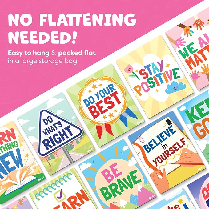 Motivational Posters for Classroom Decor - 14pc Inspirational Positive Affirmation Classroom Posters Middle School High School Elementary - Back to School Supplies Decorations Bulletin Board Wall