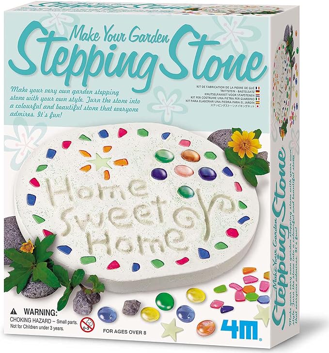 4M Make Your Garden: Stepping Stone - DIY Ceramic Yard Decor Art & Craft | Create a 7.5-inch sparkling garden stone with beads, glitter, and stones. Perfect creative keepsake for kids ages 8 and up