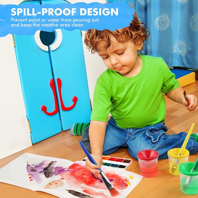 Toddler Paint Brushes Paint Cups with Lids Droppers for Kids | No Spill Paint Cups for Kids Plastic Liquid Droppers for Kids Crafts Paint Containers with Lids for Toddler Art Supplies