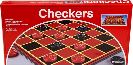 Pressman Checkers -- Classic Game With Folding Board and Interlocking Checkers, 2 Players