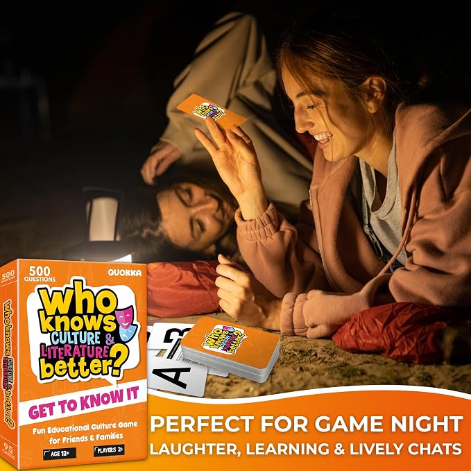 Quokka Card Games for Kids 8-12 - Board Family Games for Kids and Adults | Educational Trivia for Family Game Night and Travel Fun - Who Knows Culture and Literature Better 500+ Questions for Age 12+