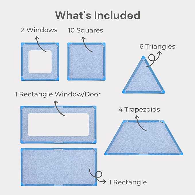 Superspace Giant Magnetic Fort Building Panels - The Big Set, Blue, 24 Panels, Life-Size Magnetic Tiles Kids, Build Forts Castles Rockets, STEM Toy Ages 3-10+, Eco-Felt, Indoor & Outdoor