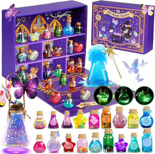 Magic Potion Kit for Kids - 22 Mixed Fairy Potion Bottles, Art Craft & Decoration Toys for Girls Ages 6 7 8 9 10 12+ Year Magical Workshop Kit for Boys Girls Birthday Party Gift, Christmas
