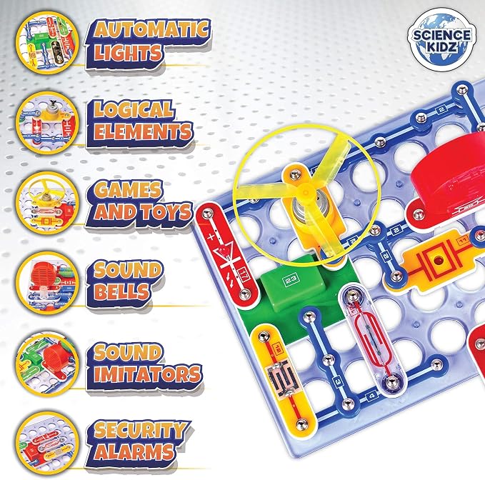 Science Kidz Electronics Kit - 188 Science Experiments Set for Kids | Age 5-10 Years Old - Electric Circuits Experiment Set - Educational STEM Toys