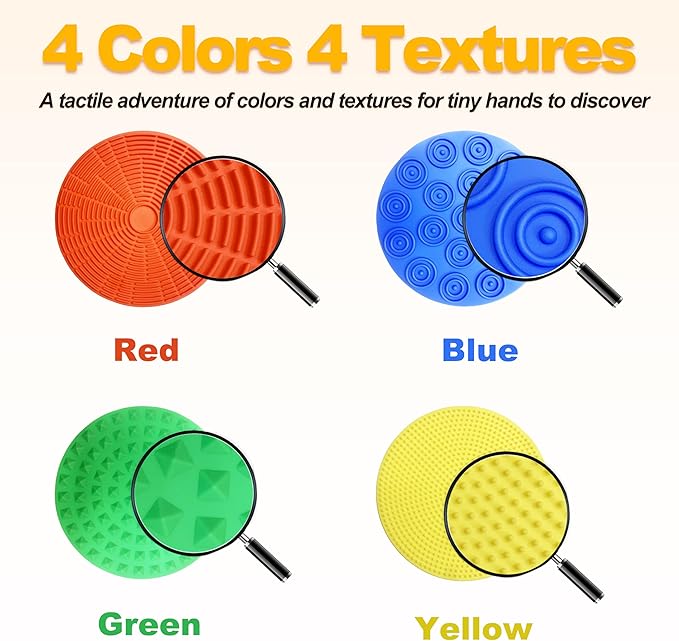 8PCS Sensory Mats, Silicone Tactile Tiles for Autism ADHD | Calming Tactile Input,Versatile Play,Easy to Clean & Travel,Safe & Durable Silicone,Therapist Approved