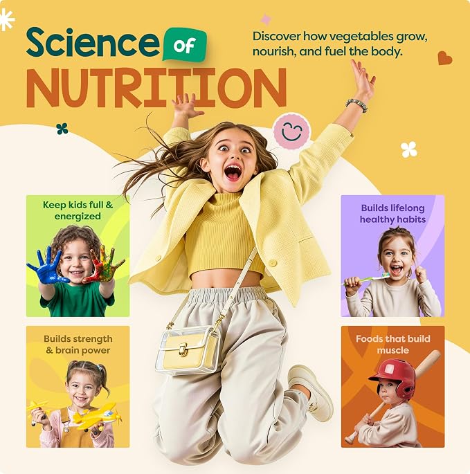 Baketivity Vibrant Veggies Kids Nutrition Kit STEM Birthday Gifts for Kids | Includes Seed Growing Kit, Recipes, Activity booklet for Hands-On, Preschool, and Homeschool Kids Learning Activities