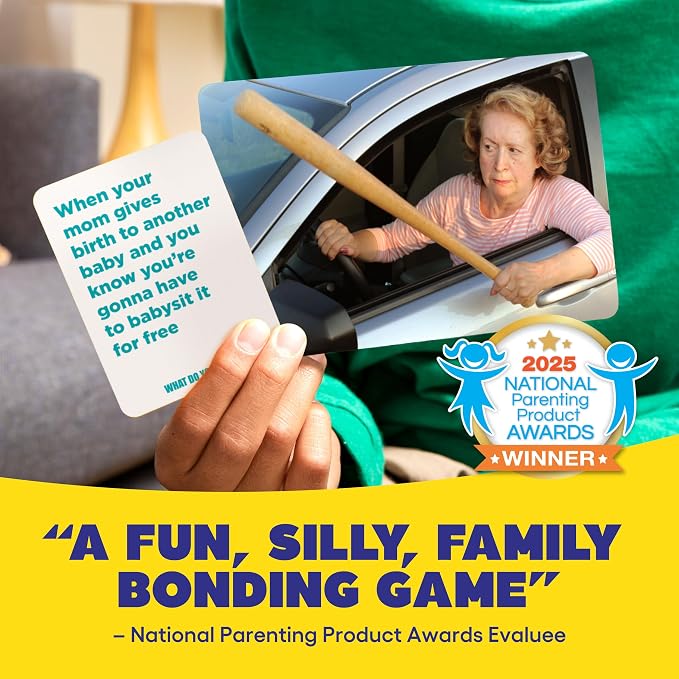 WHAT DO YOU MEME? Family Edition by Relatable - Nappa Award 2025 Winner, Family Games for Kids and Adults 8+, The TikTok Viral Sensation Kids Game - Includes 300 Caption Cards, 108 Photo Cards