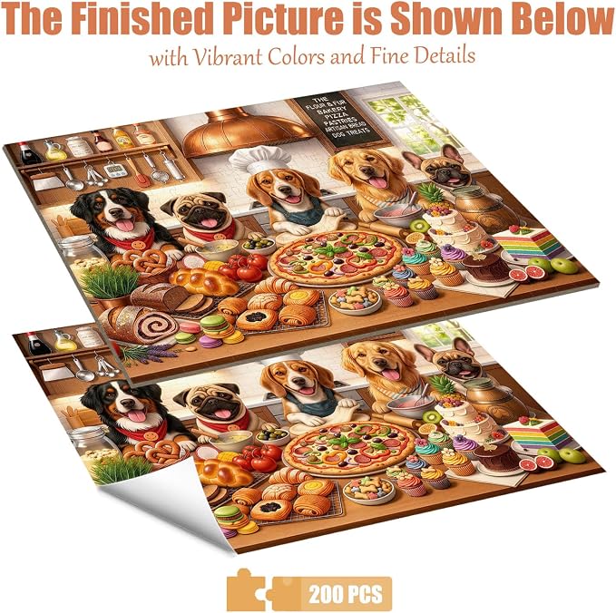 200 Piece Puzzles for Adults & Kids, Funny Chef Doggy Jigsaw Puzzle | Cute Dog Puzzle, Educational Learning Toy, Kids Ages 6-8 & 8-10, Family Game Gift, Holiday Gifts for Boys Girls