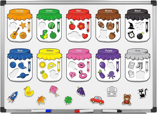 Zonon 10 Pack Color Recognition Magnetic Sorting Set for Toddlers Kids Refrigerator & Whiteboard Color Sorting Magnets for Ages 3+, Preschool Early Education Colors Craft Play, Toddler Learning Toy