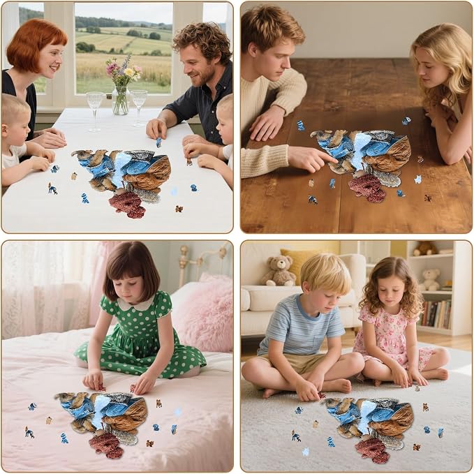 MEATRN Wooden Puzzles for Adults, Animal Wood Jigsaw Puzzles, 216 Pcs | Cute Little Girl Kissing Puppy, Heartwarming Parent-Child Game, Birthday Gift for Kids Home Decor, 11.4x11.4 in