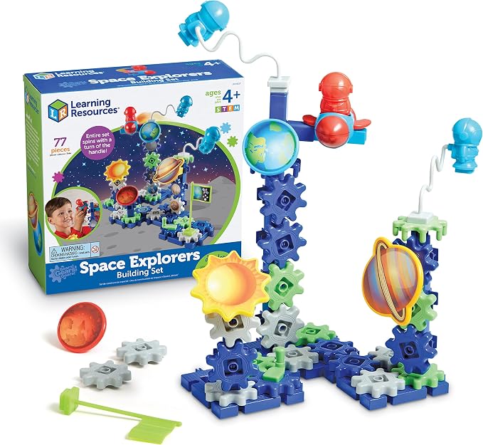 Learning Resources Gears! Gears! Gears! Space Explorers Building Set - 77 Pieces, Ages 4+, STEM Activities, Fine Motor Skills, Toddler Explorer Kit, Science and Construction, Boys and Girls Gifts