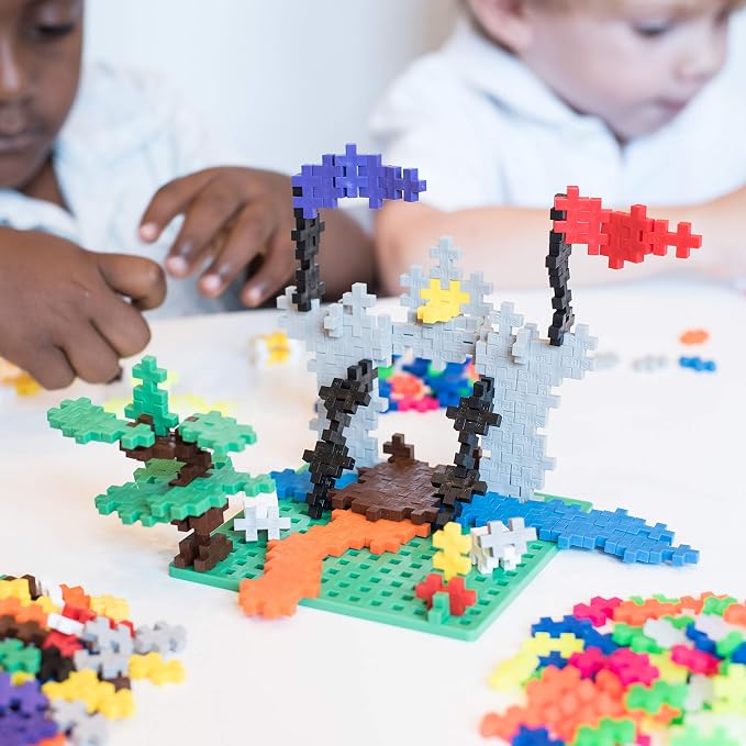 PLUS PLUS 240 Piece Basic Mix Tube & Baseplate - Waffle Blocks Stem Toy | Sensory Bin Fillers, Gifts for Boys & Girls, Classroom Must Haves, Christmas Stocking Stuffers for Kids, Math Manipulatives