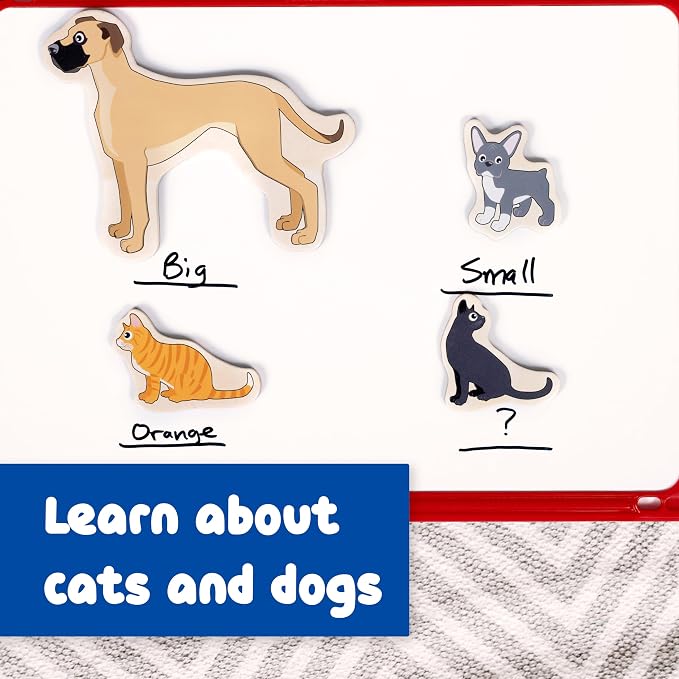 Spark & Wow Wooden Magnets, Cats & Dogs, Set of 20 | Magnets for Kids Ages 2+, Open-Ended Play, Adhere to Fridges, Whiteboards and More