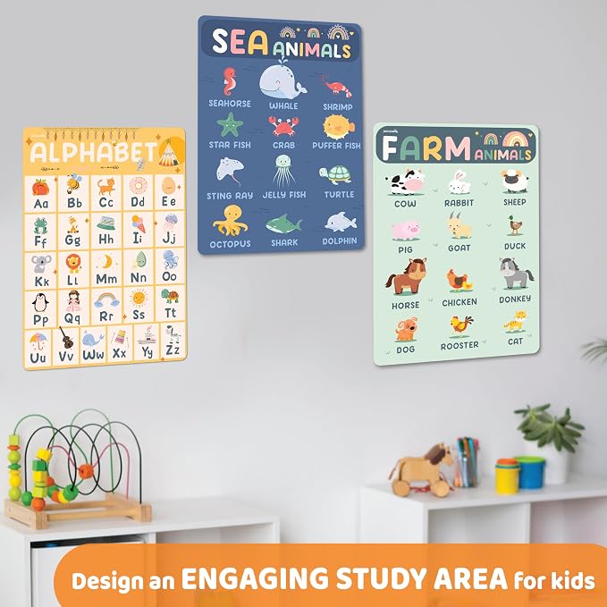 Jackinthebox Preschool Posters for Kids, Boho Classroom Wall Decor, Charts | Trendy Arts Kit, 5th Grade, Middle Teen Girls, Journal Gifts, STEM Learning, Educational Wall Display Set, Ages 10-14, Modern