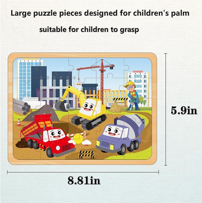 Wooden Jigsaw Puzzles for Kids Ages 4-6, 4-Pack 24-Piece Animal Puzzles Toy | Wood Puzzles Set, Toddler Brain Teaser Toys, Gifts for Boys Girls Ages 3 4 5 6