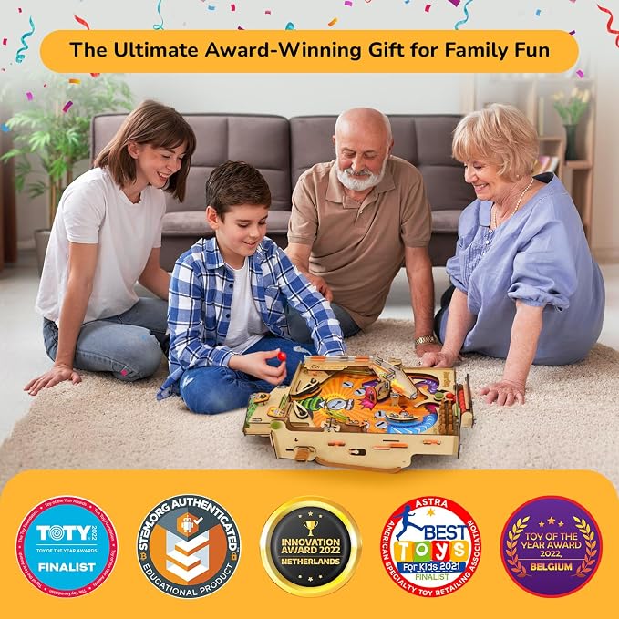 Smartivity DIY Pinball Machine STEM Toy for Kids Ages 8 9 10 11 12 13 14 | Wooden Construction Kit | Pinball Machine for Kids 8-12 | Birthday Gift Boys Girls | Family Party Game