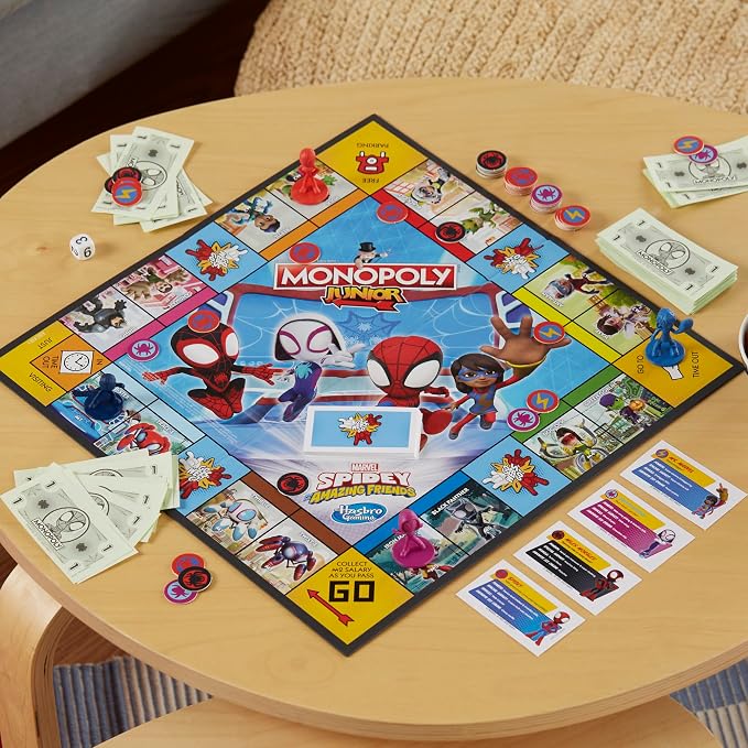 Monopoly Junior: Marvel Spidey and His Amazing Friends Edition Board Game for Kids Ages 5+, with Artwork from The Animated Series, Kids Board Games (Amazon Exclusive)