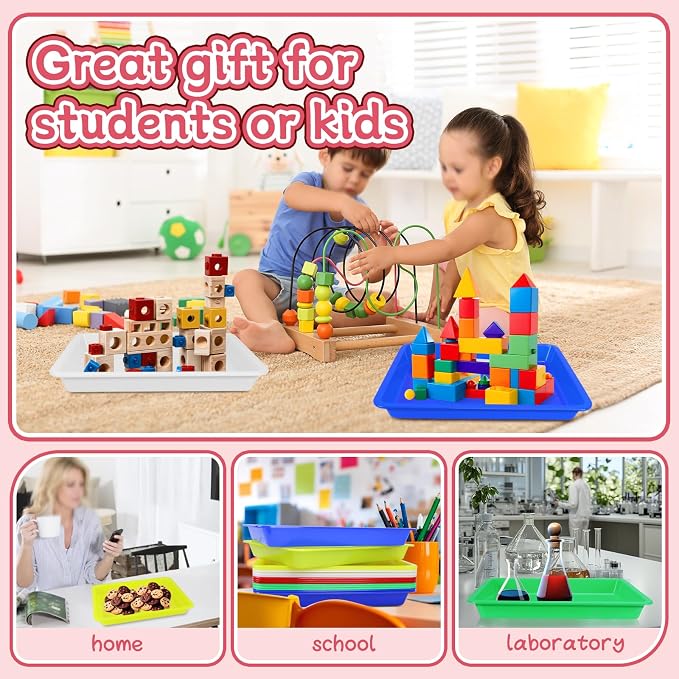Weoxpr 15 Pcs Multicolor Plastic Art Trays, Sensory Bin Tools for Kids, Paint Serving Tray Play,Tuff Tray Set for Classroom and Home Crafts, DIY Projects, Painting, Beads, Organizing Supply