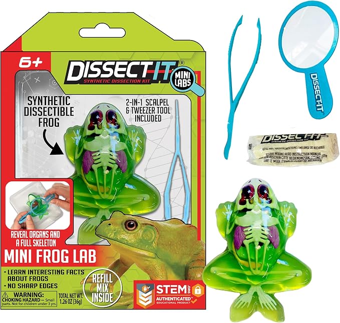 Top Secret Toys Dissect-It Mini Labs Frog Dissection Kit for Kids, Realistic Synthetic Kids Science Kit - On, Biology and Animal Anatomy, STEM Toy, Ages 6+