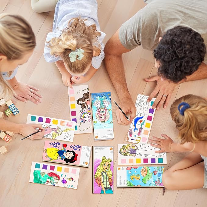 ZHOC Paint with Water Coloring Books for Kids, Pocket Mess Free Watercolor Painting Sets for Kids Ages 3 4 5 6 7 8+, Water Color Paint Set Arts and Crafts Gift for Boys Girls, Fashion Girl