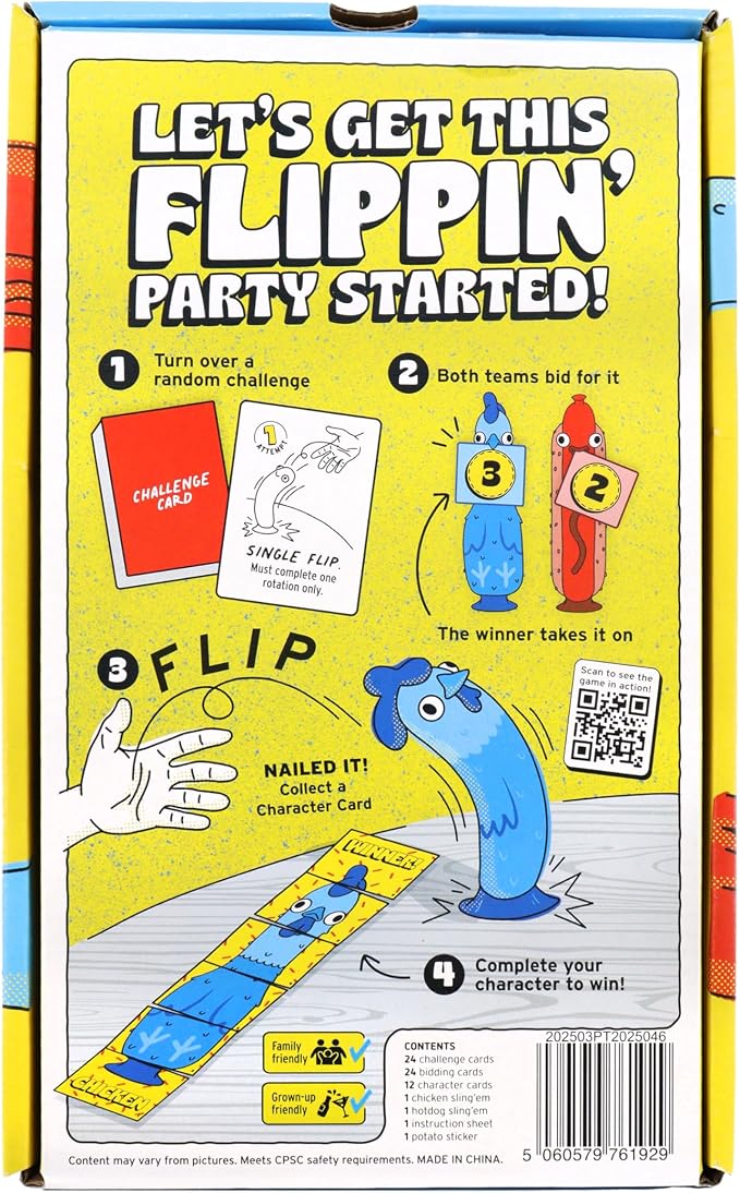 Big Potato Chicken vs Hotdog Action Party Game for Kids and Adults | Flip Your Sling'em, Silly Board Game, Head-to-Head Flipping Duel, Fast & Funny, 2+ Players, Ages 8+, Yard and Outdoor Game
